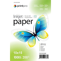 Фотобумага PrintPro глянцева 200г/м2 10x15см 1000л (PGE20010004R)