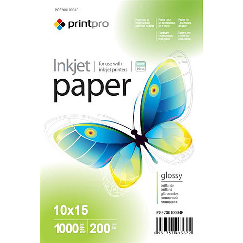 Фотобумага PrintPro глянцева 200г/м2 10x15см 1000л (PGE20010004R)