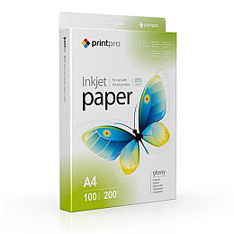 Фотобумага PrintPro глянцевая 200г/м2 A4 100л (PGE200100A4)