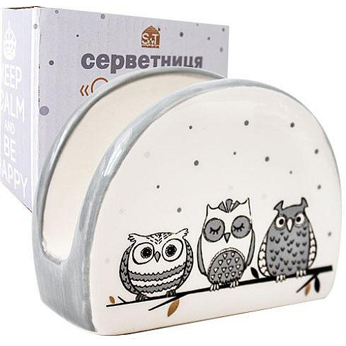 Серветниця керамічна Be Happy Совушки 10х8см S&T DP67445
