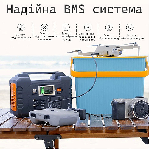 Портативная зарядная электростанция мощностью 200 Вт FlashFish емкостью 40800 мАч (E200)