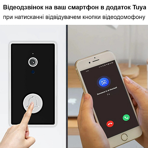 Відеодомофон Nectronix YE-B-01 Wifi на батарейках ААА з окремим бездротовим USB дзвінком Чорний (100840)