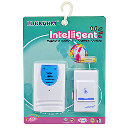 Бездротовий дверний дзвінок Luckarm Intelligent 8203 від батарейок Біло-синій
