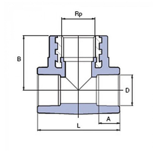 Тройник PP-R с металлической внутренней резьбой Wavin 1/2”x 20мм