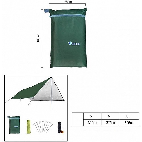 Тент туристичний Bluefield водонепроникний S 3x5 м Темно-зелений (050462)