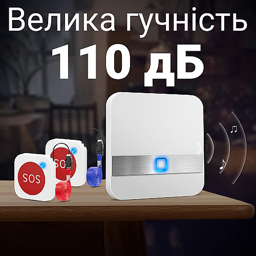 Бездротова система виклику персоналу / медсестри Digital Lion PAB-01-2 з 2 кнопками SOS до 150 м (1037)