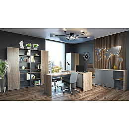 Шкаф с открытыми полками Intarsio Connect A правый Дуб Сонома Трюфель + Антрацит