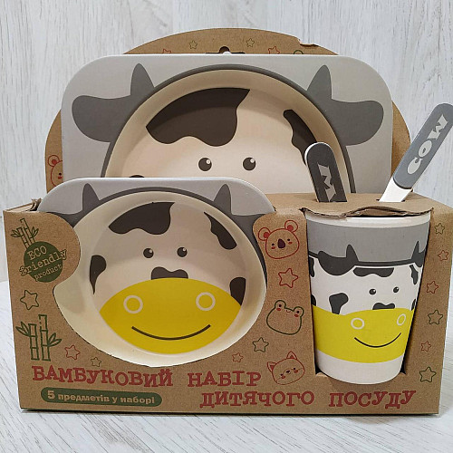 Набор детской посуды из бамбукового волокна Bamboo Корова 5 предметов