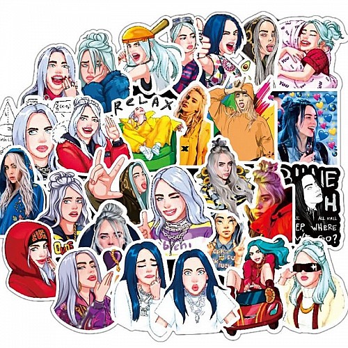 Наклейки на ноутбук Classic toys with Billie Eilish 50 шт