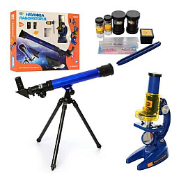 Мікроскоп та телескоп 2 в 1 дитячий Limo Toy SK 0014 Синій із чорним