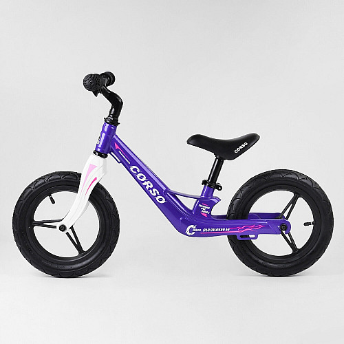 Велобег детский с надувными колёсами, магниевой рамой и магниевым рулем Corso Purple/White (22709)