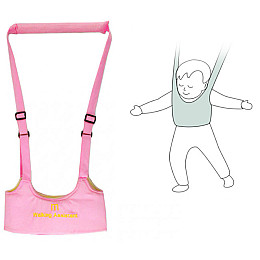 Набір дитячі віжки-ходунки Walking Assistant Moby Baby Рожевий та Слюнявчик на кнопці (n-1054)