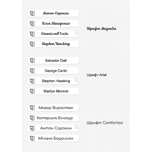 Наклейки на шафки FairyTale іменні 32 написи