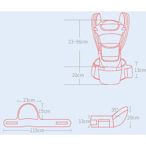 Хипсит, Эрго-рюкзак, кенгуру переноска Baby Carrier 6 в 1 Красный и Пушин кэт с кексом (n-1391)