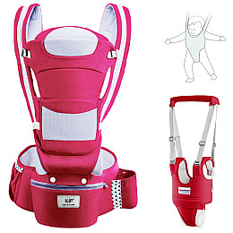 Хипсит, Эрго-рюкзак, кенгуру переноска Baby Carrier 6 в 1 Красный и Вожжи-ходунки с трусиками (n-1395)