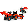 Педальный трактор для детей с прицепом и ковшом Kubota Red Falk IG31850