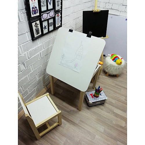 Эко-игровой набор для детей Baby Comfort стол с нишей + стул белый