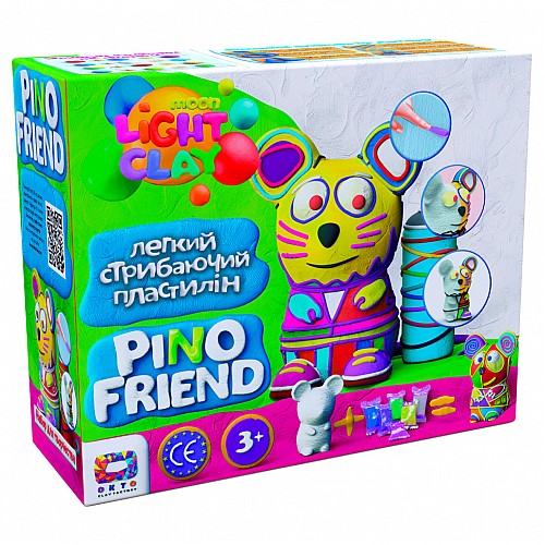 Набор легкого прыгающего пластилина Pino Friend "Томми" TM Moon Light Clay 70058 с пенопластовой фигуркой