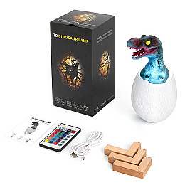 Настільний 3D світильник RIAS "Динозаврик в яйці" акумуляторний з пультом (3_02531)