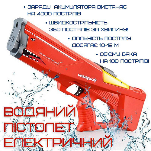 Дитячий Водний Бластер Електричний на Акумуляторі Combuy Акула Червоний (631)