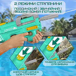 Водяной Бластер Электрический на Аккумуляторе Р90 для Детей и Взрослых Combuy Зелёный (634)