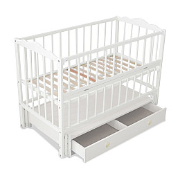 Кроватка детская с откидной боковиной+ящик Наталка Ангелина 120 х 60 см White (124729)