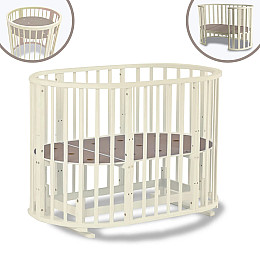 Кроватка круглая с маятниковым механизмом Наталка Солнышко трансформер 8 в 1 120 х 78 х 85 см Beige (123587)