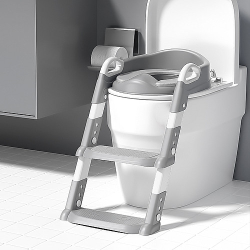 Детское сиденье на унитаз Bestbaby BC-108 Gray со ступенькой и ручками