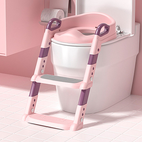 Дитяче сидіння на унітаз Bestbaby BC-108 Pink з підступінком і ручками
