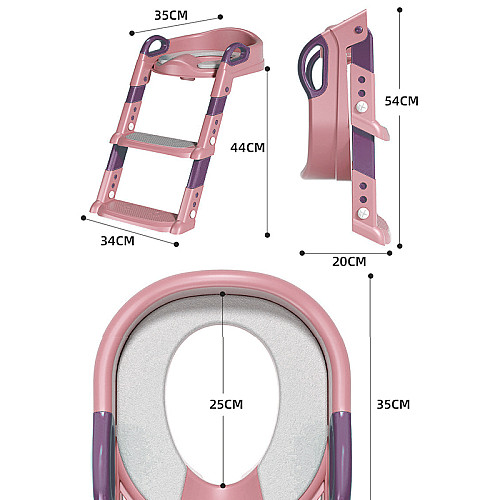 Дитяче сидіння на унітаз Bestbaby BC-108 Pink з підступінком і ручками