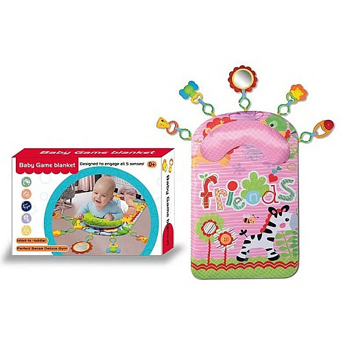 Детский развивающий коврик BabyGo 45х65 см 5 подвесок Pink (133587)
