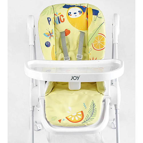 Стульчик для кормления Joy ПВХ 4 колеса White and Yellow (145028)