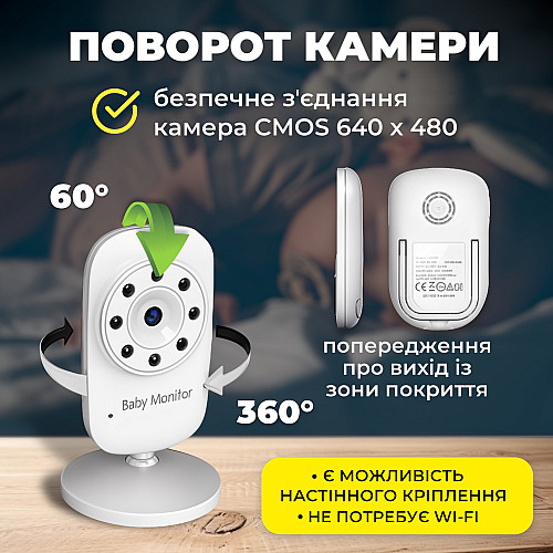 Видеоняня беспроводная SBTR Baby Monitor A1 с аккумулятором 950mAh (BM-A1-950)