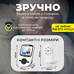 Відеоняня бездротова SBTR Baby Monitor A1 з акумулятором 950mAh (BM-A1-950)