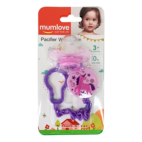 Дитячий набір Ланцюжок з пустушкою Mega Zayka MGZ-0502(Violet) з кришкою