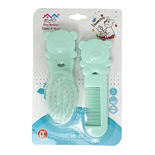 Набор детский расческа и щетка "Мишка" Mega Zayka MGZ-0711(Turquoise) бирюзовый