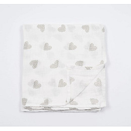 Набор муслиновых детских пеленальных одеял OldBro комплект 2 шт 100х120 см заяц сердечко