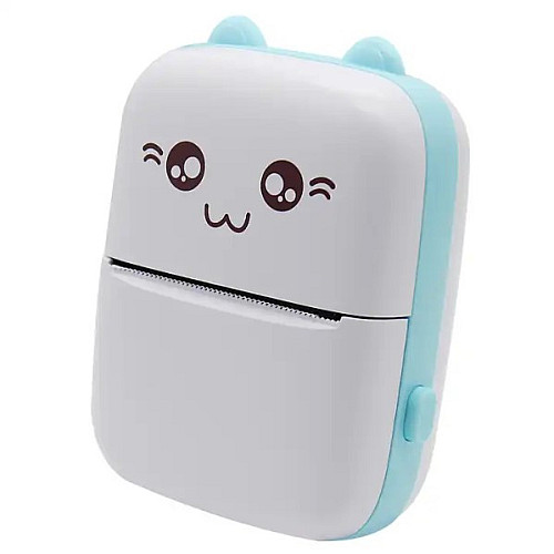 Портативний термопринтер OldBro Bambi Cat Mini printer Blue 5 рулонів самоклеючого термопаперу