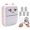 Портативный термопринтер OldBro Bambi Cat Mini printer Pink 5 рулонов термобумаги розовый