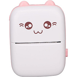 Портативный термопринтер OldBro Bambi Cat Mini printer Pink 5 рулонов термобумаги розовый