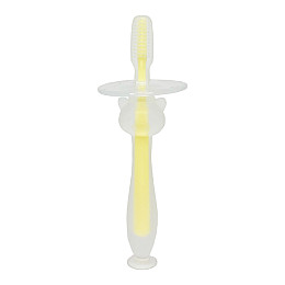 Силіконова зубна щітка Mumlove Mega Zayka MGZ-0707(Yellow) з обмежувачем