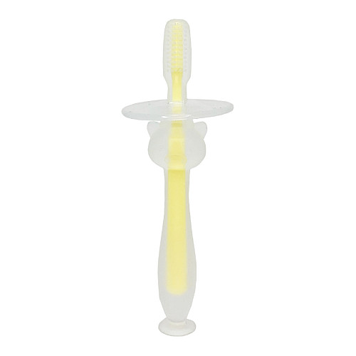 Силіконова зубна щітка Mumlove Mega Zayka MGZ-0707(Yellow) з обмежувачем