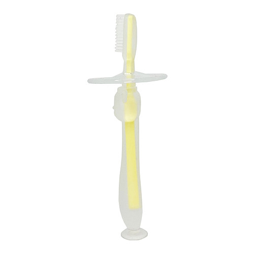 Силіконова зубна щітка Mumlove Mega Zayka MGZ-0707(Yellow) з обмежувачем
