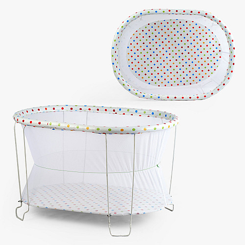 Манеж овальний Qvatro Горошок 98 х 72 х 60 см White (152804)