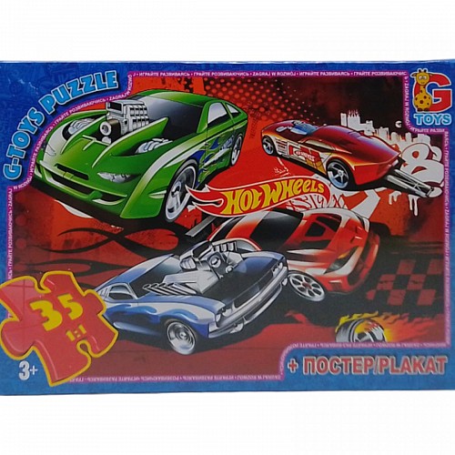 Пазлы Hot Wheels + постер 35 элем Gtoys (FW770)