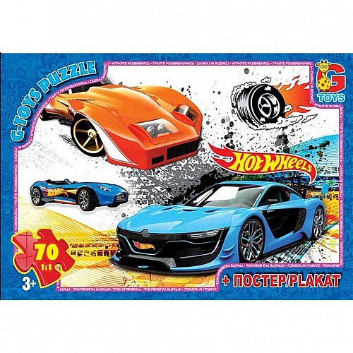 Пазлы Hot Wheels + постер 70 элем Gtoys (FW771)