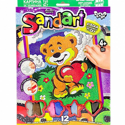 Фреска з кольорового піску Sandart ведмежа Dankotoys (SA-02-01U,02U,03U...10U)