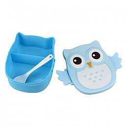 Детский пищевой контейнер  + ложечка Stenson Сова 750 мл Голубой