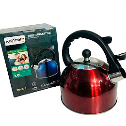 Чайник из нержавеющей стали со свистком Rainberg RB-625 3 л Красный