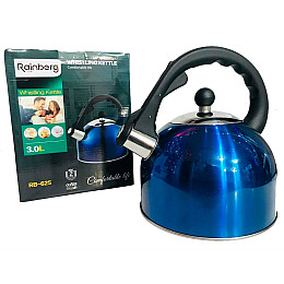 Чайник из нержавеющей стали со свистком Rainberg RB-625 3 л Синий